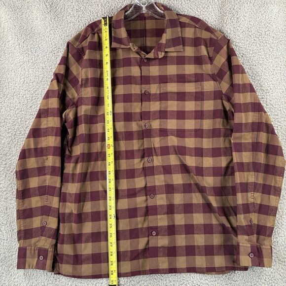 Lululemon Shirt Mens Large L Brown Red Performance Commission Flannel Stretch - Picture 3 of 5